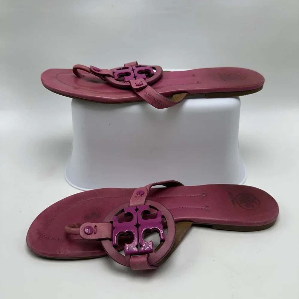 Tory Burch Miller Sandals Pink Weather Thong Size 9.5 M Shoes Flat Rose‎